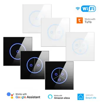 10A WIFI Sasha Smart Switch EU 1/2 / 3Gang Ключа за лампата Алекса Google Home Гласово управление Стъклен панел Сензорен екран сензор за Smart Life