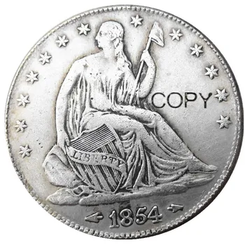 1854 на щатския долар P / O Liberty, монети от сребро с покритие в полдоллара