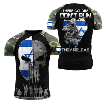 2023 Годишен Израелски мъжки камуфляжная тениска на военни екипи, тениски с 3D принтом, Дрехи с флага на Израел, върхове с кръгло деколте Оверсайз