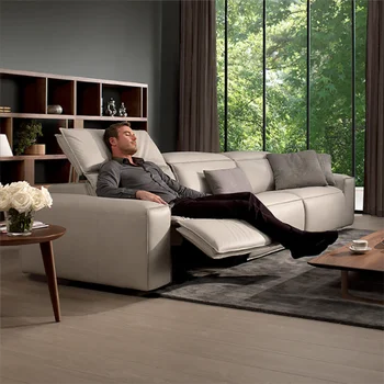 2023 електрически разтегателен с двойна мек фотьойл, foldout диван, регулируема облегалка, 3-местен диван-стол с подстаканником