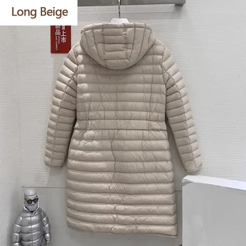 2023 Есен/Зима Ново дамско палто със средна дължина, с приталенным колан гусином топола
