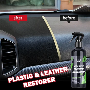 300 МЛ Средство за възстановяване на пластмаса и кожа на Автомобила, Обновляющее полировку части, защитно покритие, продължително възстановяване на черен блясък, аксесоар за интериора S3