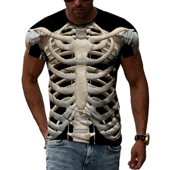 3D интересна мъжка тениска с удоволствие, кости, лятна мода, индивидуалност, тениски с принтом в уличном стил, блузи в стил хип-хоп Харадзюку с къс ръкав