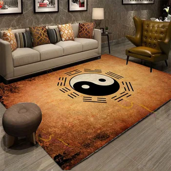 3D китайски черно-бял килим на Ин и Ян, модерен китайски дракон и тигровая риба, загадъчна абстрактен килим за хол