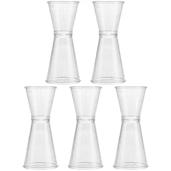 5 Броя Пластмасови Двустранен Мерителна Чашка За Барман Унция Пластмасови Чаши За Коктейли Стъкло Устройство За Измерване на Унция С двойна глава