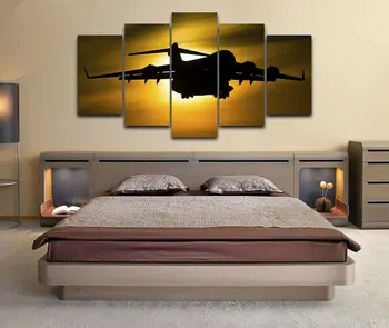 5 елементи, монтиран на стената художествен Плакат със самолета Globemaster, снимки с HD-принтом, Декорация за стая, Картина за домашен интериор Без рамки, 5 Панели