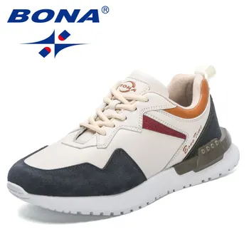 BONA 2023, Нов, Обзаведен луксозни брандираната вулканизированная обувки с ниски берцем, Мъжки ежедневни обувки В корейски стил, Дишащи обувки за почивка Mansculino