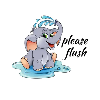 Cartoony Слон, Английска стикер за гардероб, направи си сам, стъкло, Декорация на баня, тоалетна С самоклеющимся водоустойчив противообрастающим покритие