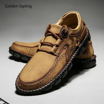 Golden Sapling/Модни Лоферы в Ретро стил, Мъжки Ежедневни обувки, ръчно изработени, Шевна Обувки на равна платформа, Обувки за Почивка, Работни Обувки, Мокасини за Мъже