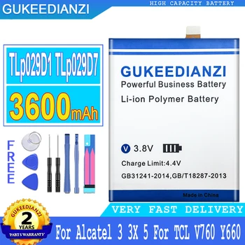 GUKEEDIANZI 3600 mah TLp029D1 TLp029D7 Батерия за мобилен телефон Alcatel 3 Alcatel3 3X5 За TCL V760 Y660 OT-5052D 5052Y 5086