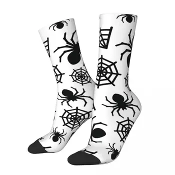 Happy мъжки чорапи с шарките на паяк и паяжината на Хелоуин, ретро-стил на улицата, подарък чорап Crazy Crew с принтом