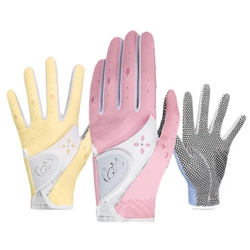 PGM 1 чифт женски кожени ръкавици за голф, абсорбираща потта за лявата и дясната ръка, спортни ръкавици, дамски мини ръкавици за голф ST020