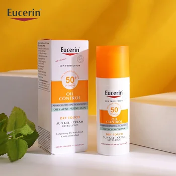 SPF 50 + Eucerin Слънцезащитно Масло За Чувствителна кожа От Акне UV-Защита на Хидратиращ Контрол Водоустойчив Слънцезащитен Крем За Лице, процедури За Лице 50 Мл