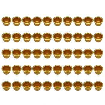 W3JA Качествени Златни Алуминиеви и Свещници 50шт Мини-Свещник за специален повод, Подходящ за ежедневието и празничния употреба