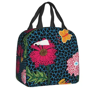 Yayoi Kusama Цветя Изолирано Чанта за Обяд, за Жени, за многократна употреба Охладител в стила на Абстрактното Изкуство, Термална Кутия за Обяд, Офис, Екскурзия, Пътуване