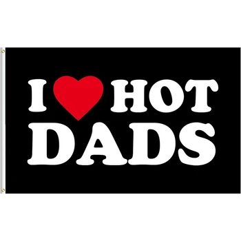 Аз обичам горещи татковци Флаг, Гоблени, Банер 3x5ft, купоните в общежитията, Украса за спални, Украса за градина, двор, дом, на закрито, на открито