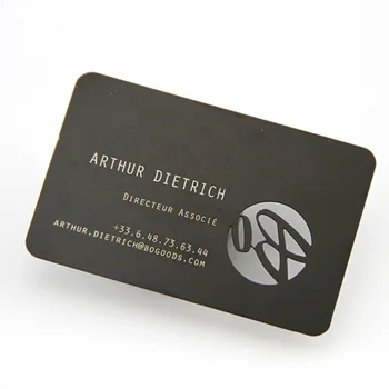 Висококачествен лазерен печат на визитни картички от черен метал 0,5 мм