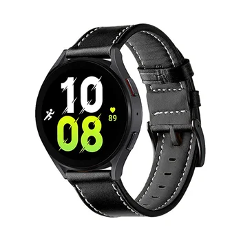 Висококачествена черна каишка от естествена кожа за Huawei Watch GT 3 22 мм, Метален обтегач, кожена каишка за Samsung Galaxy 4 20 мм