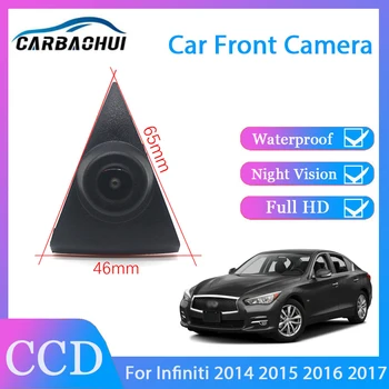 Водоустойчива камера за нощно Виждане CCD Car HD с логото на вида отпред, Парковочная Камера За Infiniti 2014 2015 2016 2017, Монтирана под логото на автомобила