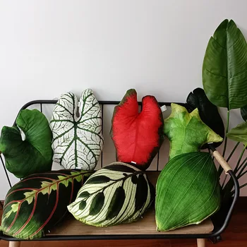 Възглавница с имитация на листа от тропически растения, мека мебел възглавница Philodendron Salian, която може да се пере в машина и се оттегли по всяко време на годината