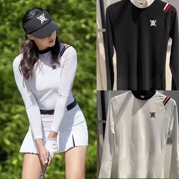 Дамски дрехи за голф 2023, впитывающий пот и дишане топ, модерен монтиране Трикотаж, защита от слънцето и за отслабване.