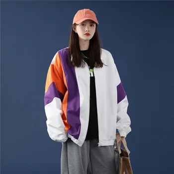 Дамски Ежедневни яке, Пролет-Есен, Бяла Свободна двойка, бейзболна форма, палта, Модерен Корейски стил, Студентски спортно яке, тенденция