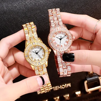 Дамски Луксозни Маркови Часовници С кристали и диаманти, Дамски Ръчни часовници с гривната, Дамски Ръчни часовници Relogio Feminino Reloj Mujer Montres Femmes