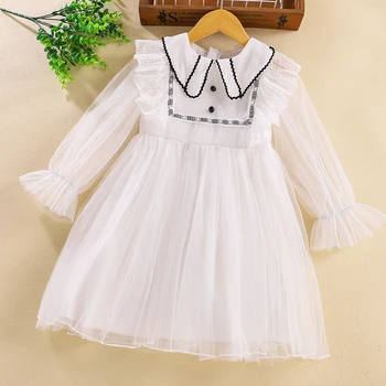 Елегантни Бели рокли за тийнейджъри, празнична рокля за момичета, детски дантелен костюм на принцеса, пролетно детски дрехи за деца, Vestidos от 4 до 12 години