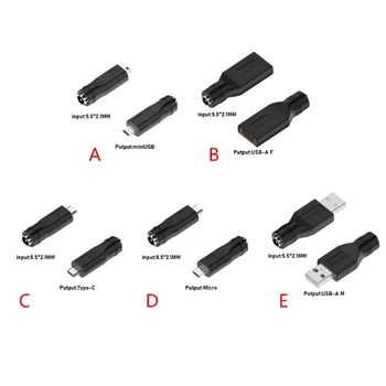 Захранващ Адаптер Type C Конектор Type C от USB преди DC5,5x2,1 мм захранващ Адаптер Type C/USB/Mirco M/Mini Съединители 10 бр.