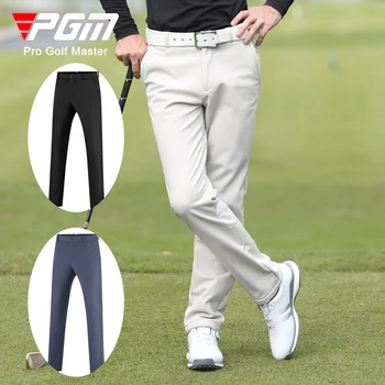 Зимните непромокаеми панталони за голф PGM за мъже, прави панталони от плътна отвътре, Мъжки студената Топли дълги панталони, Размер 2XS-3XL