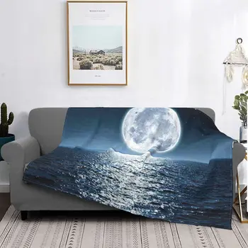 Комфортен Фланелевое Одеяло Sea The Moon от Microfibers, Предмети от бита, Покривки, Защитата от лющене и приятен за кожата, Спалня, Хол