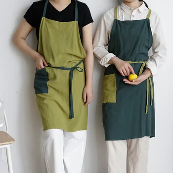 Корейски престилка готвач от памук и коноп, лятна работно облекло, можете да избършете ръцете си на баня, Окачени кърпа на врата, Престилка за готвене