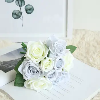 Красиви Малки ъглови цветя Реалистичен дизайн, изкуствени цветя, Рози, имитация на Коприна, елегантна декорация, Нежна