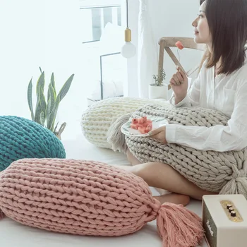 Креативна възглавници-futon с бонбони, Скандинавски дизайн, Вълнена Възглавница за диван ръчно изработени, однотонная възглавница