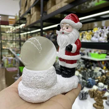 Кристална топка на Дядо Коледа, за украса на базата на смола, декорация за вашия офис, занаяти, изработени от смола, Коледен снежен човек