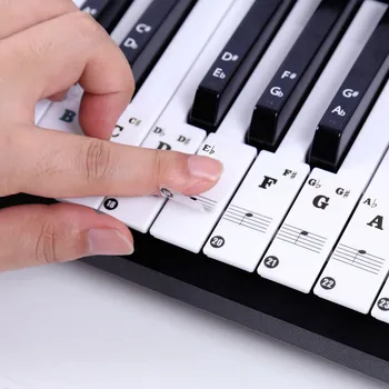 Лепенки за клавиатура на пиано за 88 ключове, Етикети за пиано с големи букви за изучаване, Подвижни букви на клавиатурата на пиано, етикет за бележки за деца