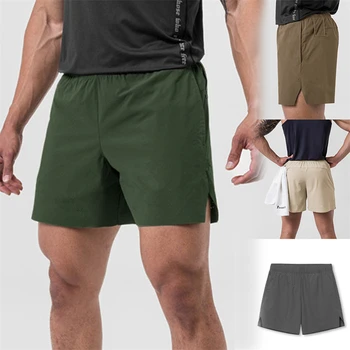 Летни мъжки къси панталони от един слой плат, бързо съхнещи, обикновен, за джогинг, фитнес, всекидневни спортни панталони в американски стил