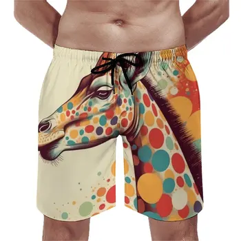 Летни Плажни шорти с Шарките на Жираф, Цветни плажни къси панталони в стил Ретро, Реколта бързо съхнещи Топене Голям размер