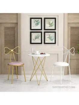 Метален стол в Скандинавски стил с Лък, кафенета, Тематичен ресторант, магазин за чай с мляко, Комбинация от бюрото и стола, Модерна Прост стол с облегалка