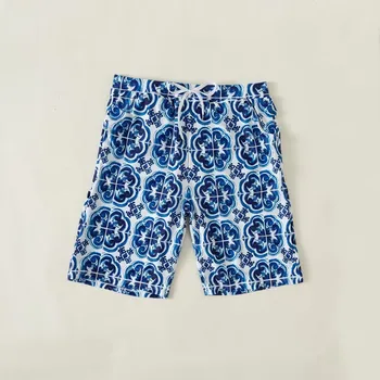Модерен Мъжки къси панталони, със сини цветове за момчета, Бански костюми, Спортни шорти за сърф, Панталони за плажен волейбол, Плувни панталони