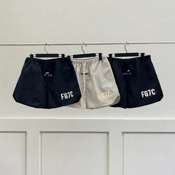 Модни плажни шорти от Първа необходимост, панталони с логото на FG7C, улични спортни къси панталони в стил хип-хоп Оверсайз за мъже и жени