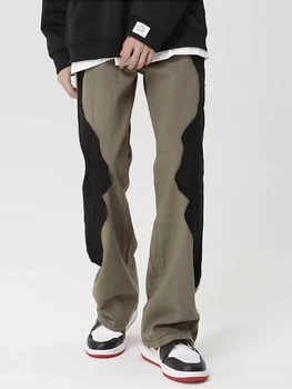 Мъжки Дънки Small Design Sense Срастване на Главната улица, модерен панталон в американски стил за жени, Широки Свободни дънки, Широки дънки