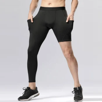 Мъжки Компресия чорапи за бягане във фитнеса, спортни съкратен Гамаши за кроссфита, Баскетболни и Футболни панталони, спортни панталони