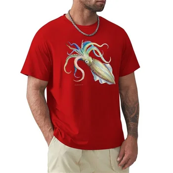 Мъжки модни свободна дишаща тениска оверсайз с 3D принтом под формата на рейнбоу калмари с кръгло деколте Y2K, всекидневни пуловер улицата дрехи Cl
