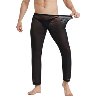 Мъжки Панталони от чиста Прежда, Тънки пижами, Свободни Панталони За Йога, Прозрачна Секси Панталони, Мъжки Пижамные Панталони