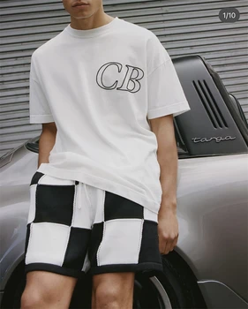Нов стил от висок клас
 Риза с бродерия на логото на ЦБ Cole Buxton За мъже и жени, тениска Оверсайз 1: 1, Ежедневни тениски с къс ръкав и биркой
