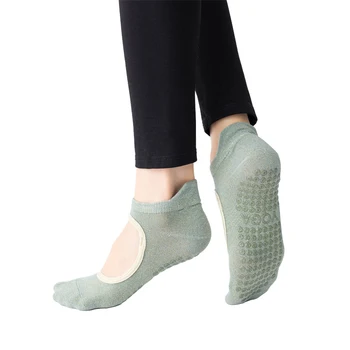 Новите дамски чорапи за Пилатес с отворен гръб, нескользящие дишащи Чорапи за йога, Памучни женски туфли за фитнес, спортни чорапи за фитнес зала