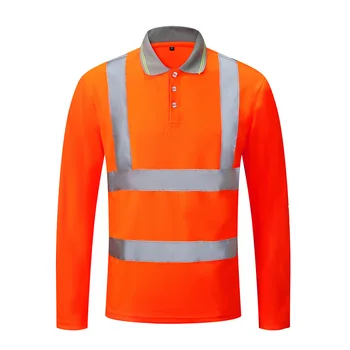 Оранжева тениска Hi Vis Polo с добро качество, изработени по поръчка от плат Bird Eye, защитна тениска