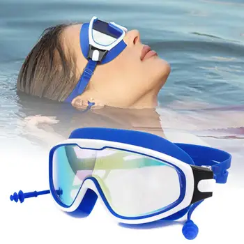 Плувни очила с регулируема каишка, Широк преглед, фарове за Мъгла, водоустойчив, със защита от ултравиолетови лъчи, без течове, Очила за плуване за възрастни