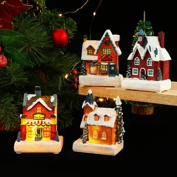 Празничен начало декор, Празнична коледна украса за дома от смола с топли настолни декорации, Микроландшафты за празнични подаръци